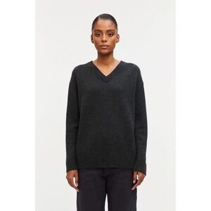 RENGGLI Women Dark Blue V Neck Long Sleeve Merino Wool Sweater XL New In Packag.